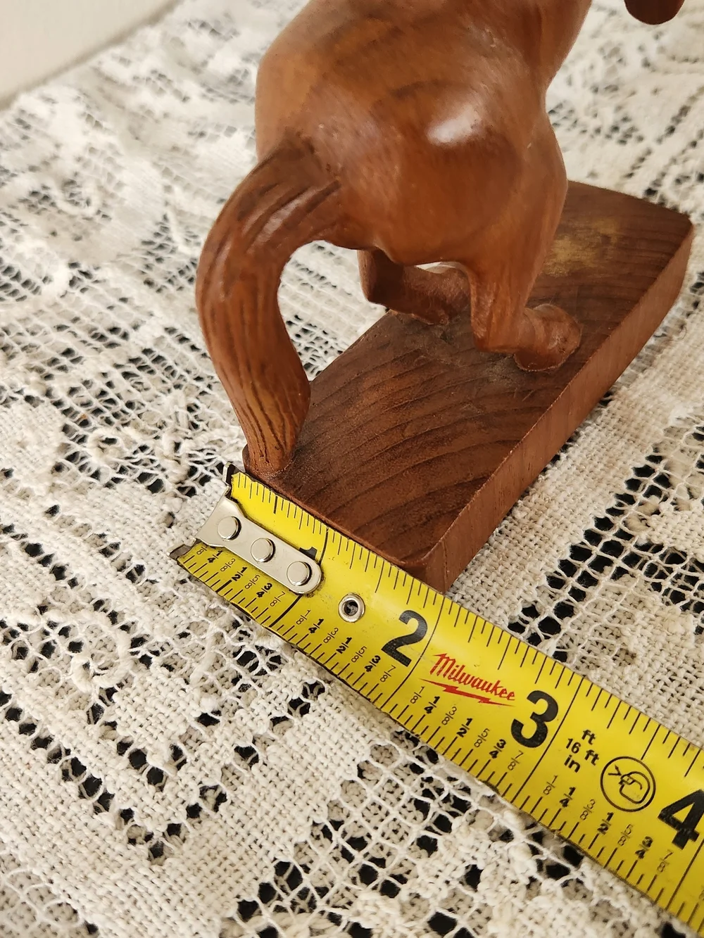 Hand-Carved Brown Wood Horse Sculpture - Brand Unknown